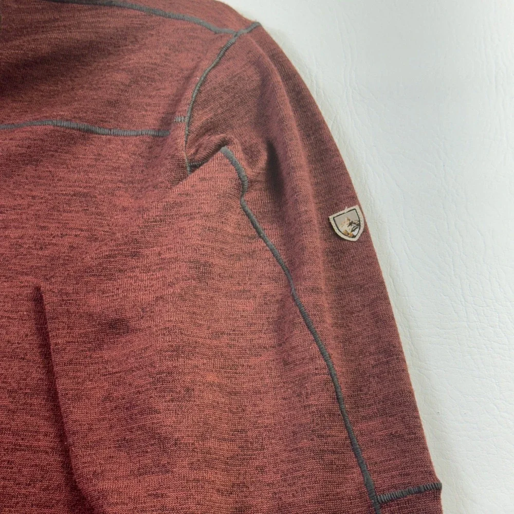 Kuhl Ryzer 1/4 Zip Pullover Mens L Burgundy Heather Thumbholes Hiking 3112 Gorp